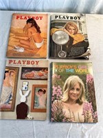 4 Collectable Playboy Magazines. 1 From 1956.