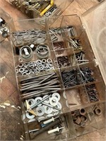 3 Bins Of Nails, Nuts, Electrical Parts.