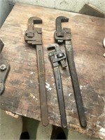 3 Large Pipe Wrenches.
