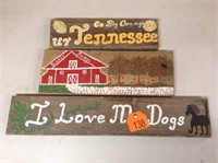 3 Wooden Hand Painted Signs