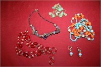 4pc Vintage & Art Deco Necklaces; Daisy Chain,