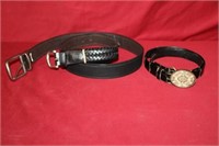 3pc Men's Leather Belts w/ buckles; snakeskin