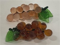 Pair of hand blown glass grapes on the vine