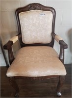 Decorative Carved Arm Chair w/ Padded Seat
