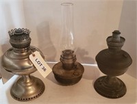 (3) Oil Lamps including: "Aladdin Model B", "B&H"