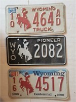 (3) Wyoming License Plates