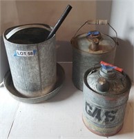 Metal Chicken Waterer & (2) Metal Gas Cans