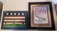 (3) American Flag Décor, Chicken Wire Corn Art,etc