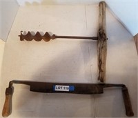 Large Draw Knife, Hand Drill, Pulley Rope