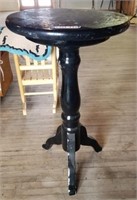 Round Black 3-Legged Table, damage to top