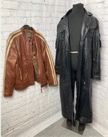 Men's Leather Jacket & Trench Coat Lot XL/XXL