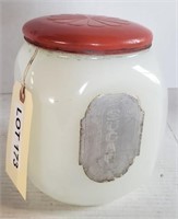 Milk Glass Sugar Jar w/ Metal Lid
