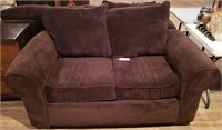Brown Soft Fabric Love Seat w/ Pillow Backs