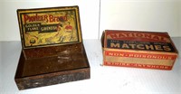 Old Match Box & Golden Flake Tin;