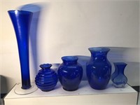 Vintage lot of Cobalt Blue glass vase lt