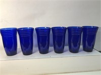 Lot of 6 cobalt blue glass juice glasses