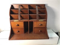 Neat wooden folding desk chest measures approx
