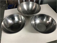 Lot of large stainless steel bowls