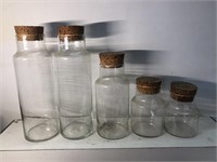 Vintage glass cork jar lot various sizes