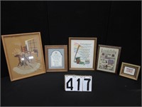 5 Framed needle work pieces