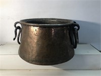 Vintage copper pot with cast handles