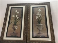 Lot of 2 framed floral prints  measuress approx