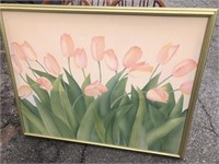 Vintage oil on canvas floral themed . Measures