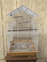 Vintage metal bird cage plastic tray on bottom