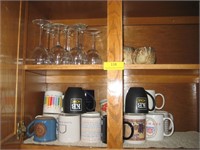 2 Shelf Contents of Stemware & Coffee Cups