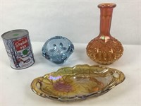 Vase, plateau en verre carnaval /cendrier pâte