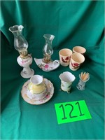 Misc. Glassware, Teacup, Small Oil Lamps