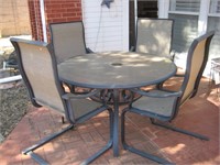51" Round Glass Top Patio Table & 4 Chairs