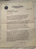 Signed J. Edgar Hoover letter on DOJ paper