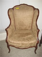 Wing Back Chair-Carved Wood-Matches Lot 198