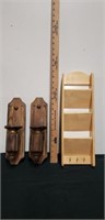 Wood candle holders with mail organizer