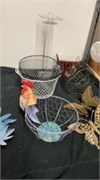 Baskets, rooster basket, jewelry Stand,