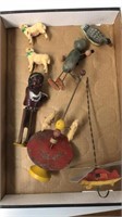 Vintage Celluloid toys-Indian, tigers, helicopter