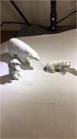 Three porcelain polar bears - cubs and momma