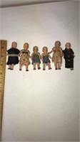 6 Vintage 3.5” tall composite dolls  for