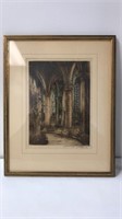 Vintage cathedral print -signed by artist 
14” x