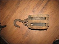 Antique Wood Block and Tackle