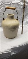 Stoneware cream jug w/ wood handle