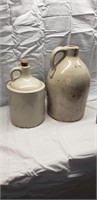 2 white stoneware jugs