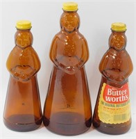 * 3 Vintage Mrs. Butterworth's Glass Bottles