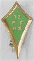 1912 Gold F.F.H.S. High School Pin - Tested 14k,