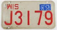 1974 Wisconsin Motorcycle License Plate