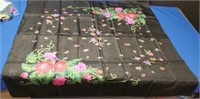 Black and Floral  Thai 100% Silk Scarf