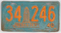 1940 Nebraska License Plate