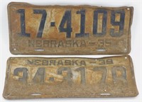 1935 & 1939 Nebraska License Plates