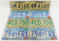 Vintage Minnesota License Plates - 4 Matching